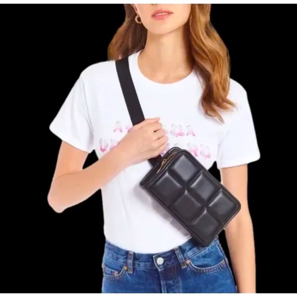 Amanda Uprichard Black Quilted Belt Bag Crossbody Purse - Picture 2 of 13